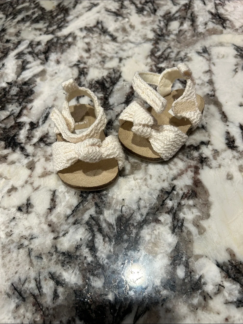 Carter's Cream Braided Bow Baby Sandals